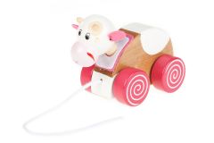 Ziehen-Entlang Holzspielzeug für Kinder, Kuh